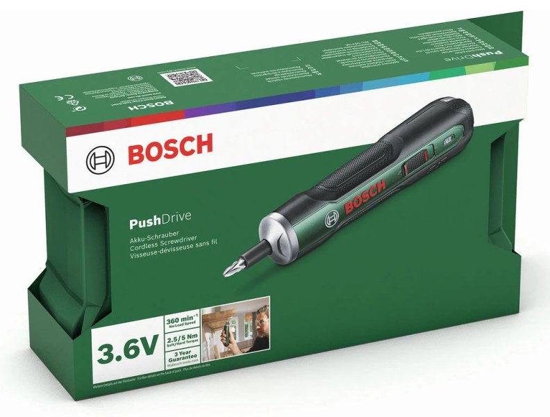 BOSCH PushDrive aku šroubovák + sada bitů (32x) Obrázek