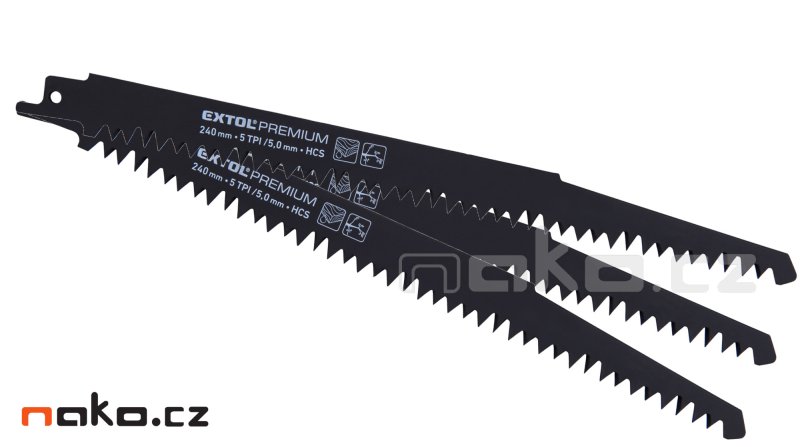 EXTOL PREMIUM 8806102 pilové listy do ocasky 3ks 240mm HCS na mokré větve