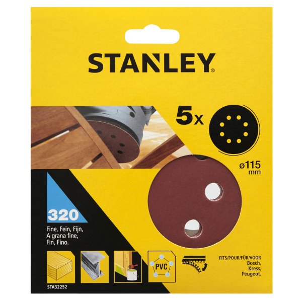 STANLEY STA32252 115mm K320 smirkový výsek suchý zip, 5ks