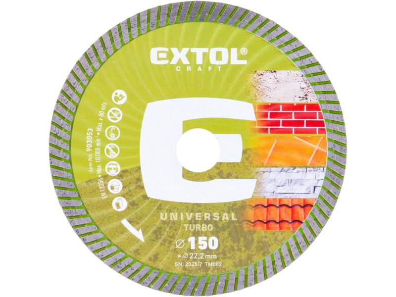 EXTOL CRAFT 903053 kotouč diamantový 150x22,2x2,4mm TURBO suché i mokré řezání