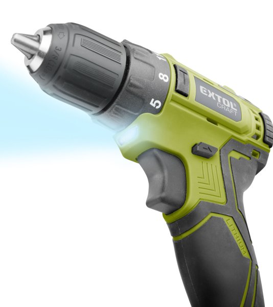 EXTOL CRAFT 422801 bezuhlíková aku vrtačka 12V LiIon 2Ah s nářadím 46ks mobilní dílna Obrázek