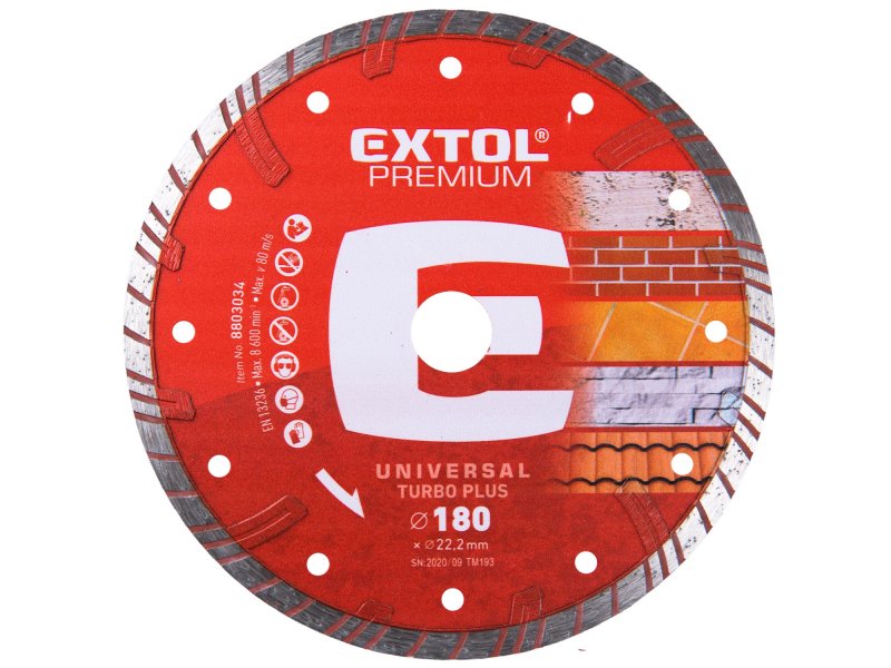 EXTOL PREMIUM 8803034 kotouč diamantový řezný TURBO PLUS, 180x22,2mm Obrázek