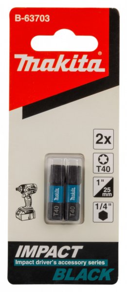 MAKITA B-63703 torzní bit 1/4" Impact Black T40, 25mm 2 ks Obrázek