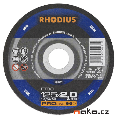 RHODIUS 125x2.0 FT33 PROline řezný kotouč na ocel
