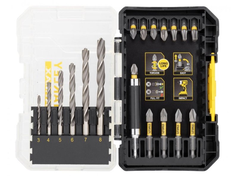 STANLEY STA88554 FATMAX sada torzních bitů a vrtáků na ocel 19 dílů Obrázek