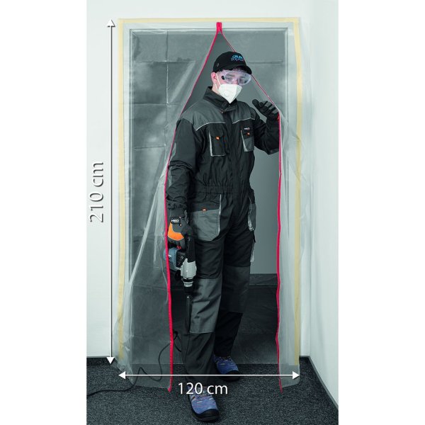 NEO TOOLS 49-801 protiprachová igelitová dveřní clona se zipem 2,14 x 1,21m tvar "I" Obrázek