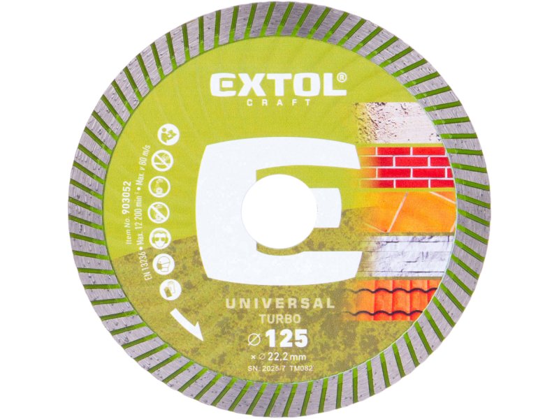 EXTOL CRAFT 903052 kotouč diamantový 125x22,2x2mm TURBO suché i mokré řezání