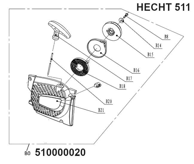 HECHT 510000020 startér mechanický kompletní pro HECHT 511