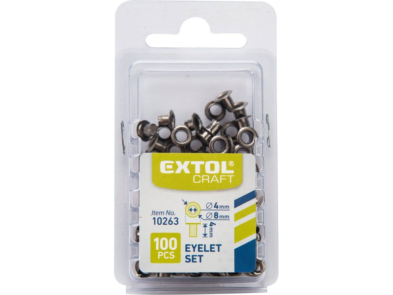 EXTOL CRAFT 10263 očka-druky, sada 100ks, barva šedý nikl Obrázek