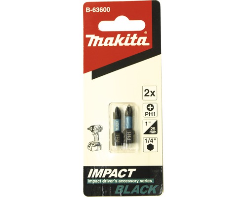 MAKITA B-63650 torzní bit 1/4" Impact Black PZ3, 25mm 2 ks Obrázek