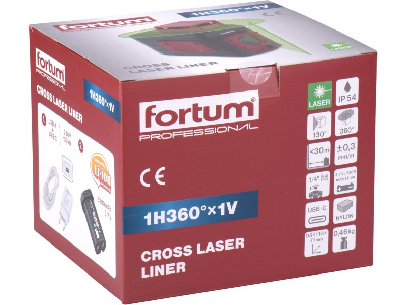 FORTUM 4780209 laser zelený liniový, křížový samonivelační