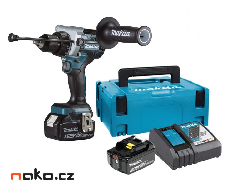MAKITA DHP486RTJ aku bezuhlíkový příklepový šroubovák Li-ion LXT 18V 5,0 Ah,Makpac