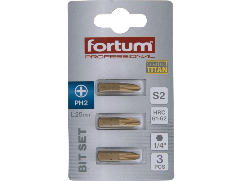 FORTUM-KITO 4741272 bit křížový PH2x25mm, S2-Titan - 3ks