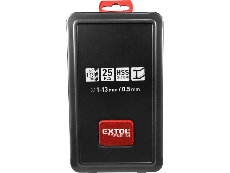 EXTOL PREMIUM 880119 sada vrtáků do kovu v plechové boxu 1-13mm po 0,5mm 25ks HSS