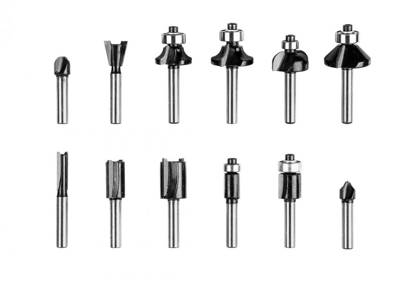 VERTO 60H008 sada tvarových fréz do dřeva s SK plátky, 12ks, stopka 6mm Obrázek
