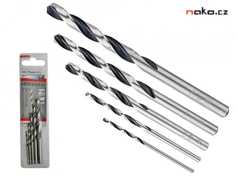 BOSCH sada spirálových vrtáků HSS PointTeQ (5ks) Obrázek