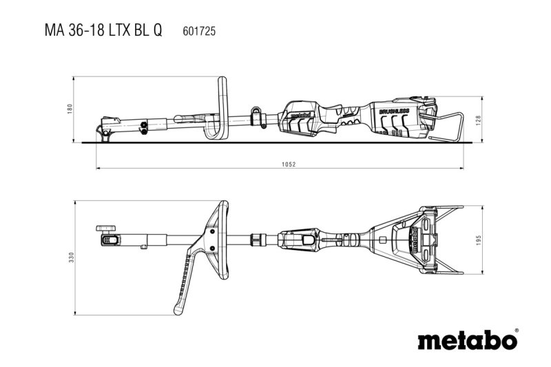 METABO MA 36-18 LTX BL Q aku multifunkční zahradní pohon 2x18V LiIon 601725850 bez aku Obrázek