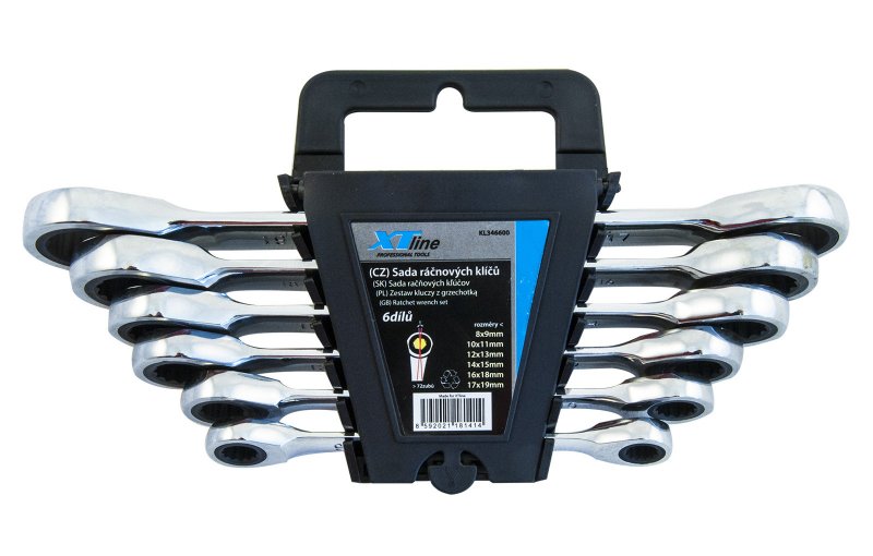 XTline KL346600 sada klíčů ráčnových oboustranných 8-19mm7 dílů Obrázek