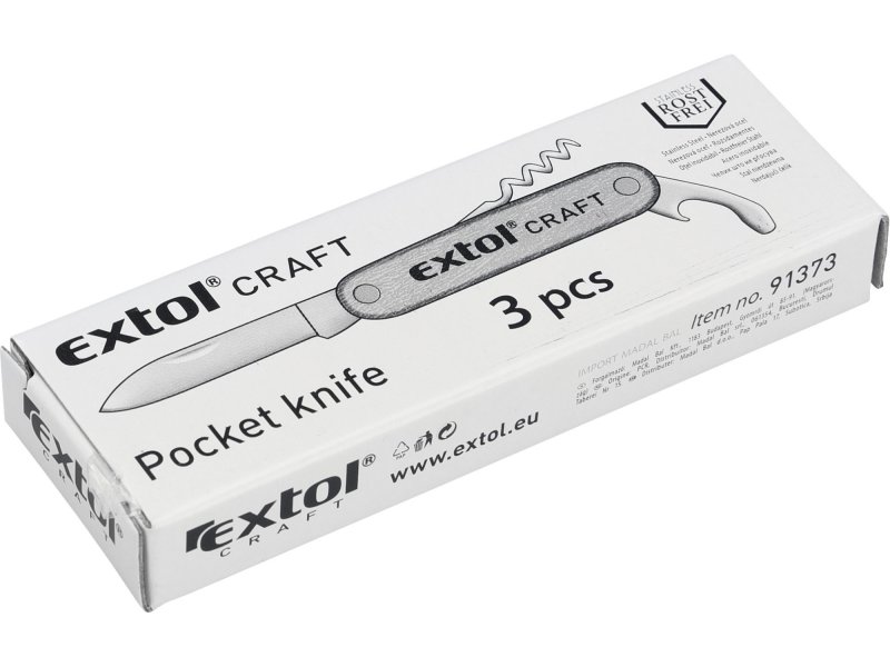 EXTOL CRAFT 91373 nůž kapesní zavírací 3 dílný nerez 85mm