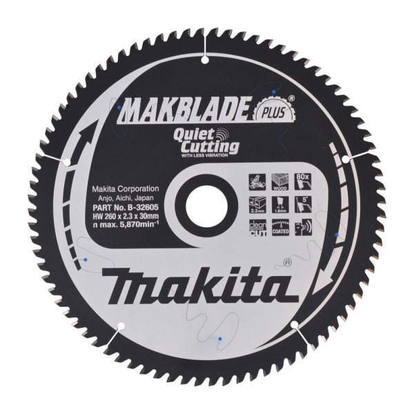 MAKITA B-32605 pilový kotouč 260x2,3x30mm 80Z HM MAKBLADE Plus