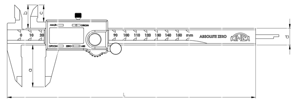 K-MET Absolute zero 6040-05-150 digitální posuvné měřítko 150mm, DIN 862