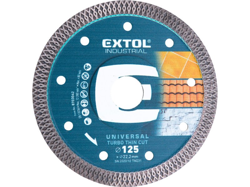 EXTOL INDUSTRIAL 8703042 kotouč diamantový 125x22,2mm řezný Turbo Thin Cut