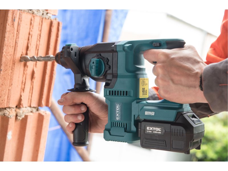 EXTOL INDUSTRIAL 8791816 kombinované aku kladivo 2,6J SDS+ BRUSHLESS, SHARE20V LiIon 4Ah Obrázek