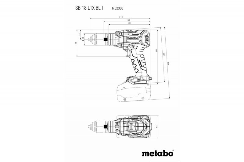 METABO SB 18 LTX BL I příklepová aku vrtačka 18V/2x5,2Ah v metaBOXu 602360650