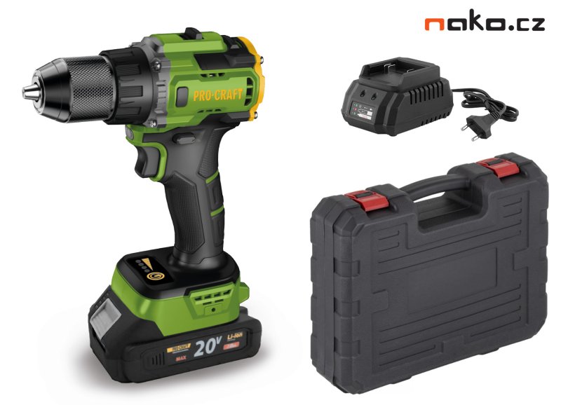 PROCRAFT PA18Pro aku vrtačka bezuhlíková 20V 1x 1,5Ah LiIon PA18Pro-1B-C Obrázek