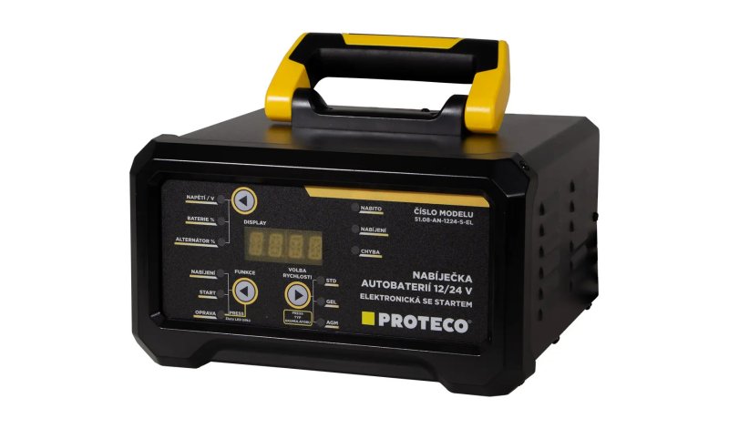 PROTECO MAX-15 nabíječka auto a moto baterií 12/24V se startem 51.08-AN-1224-S-EL Obrázek