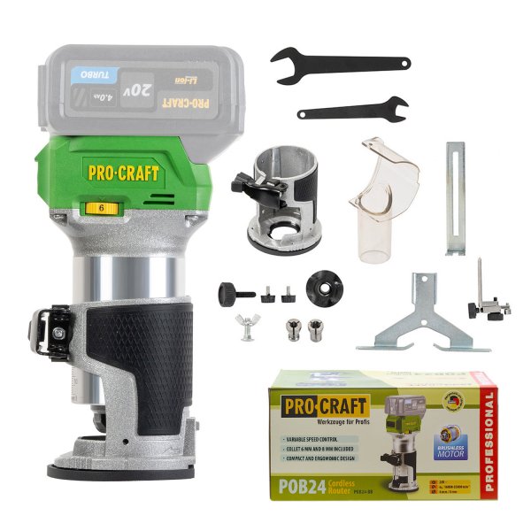 PROCRAFT POB24 aku kombinovaná vrchní frézka 20V 3v1 bezuhlíková, bez aku, POB24BB