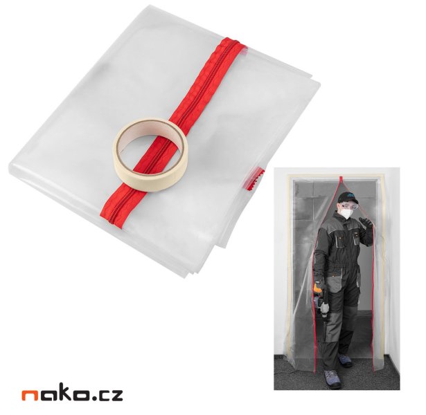 NEO TOOLS 49-801 protiprachová igelitová dveřní clona se zipem 2,14 x 1,21m tvar "I"