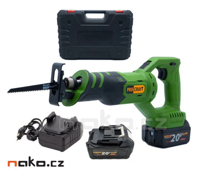 PROCRAFT PSS20 bezuhlíková aku pila ocaska LiIon 20V 2x 4Ah Obrázek