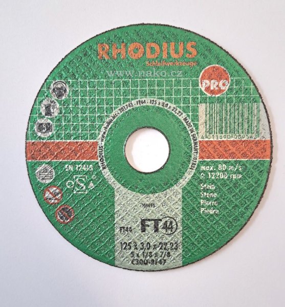 RHODIUS 125x3.0 FT44S řezný kotouč na kámen 101455