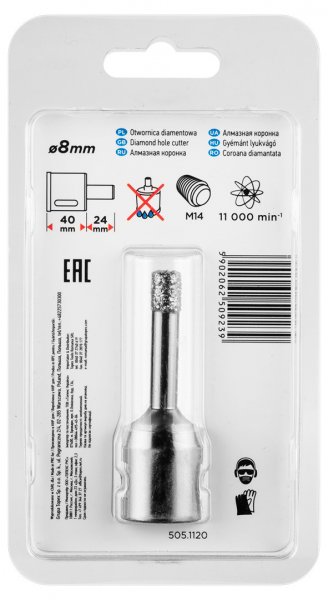 GRAPHITE 55H302 diamantová děrovka 10mm na dlažbu a obklady do úhlové brusky Obrázek