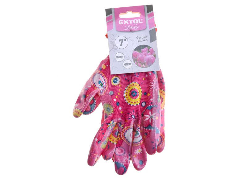 EXTOL LADY 8856669 rukavice zahradní nylonové polomáčené v nitrilu, velikost 7" Obrázek