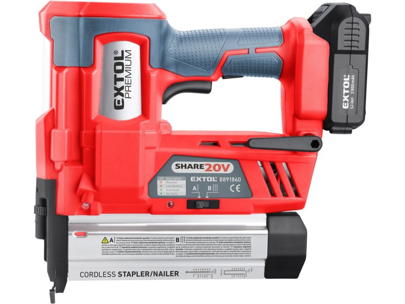 EXTOL PREMIUM 8891860 aku hřebíkovačka a sponkovačka SHARE20V, 20V LiIon 2Ah Obrázek