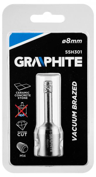 GRAPHITE 55H301 diamantová děrovka 8mm na dlažbu a obklady do úhlové brusky Obrázek