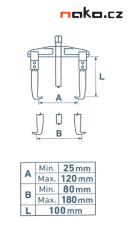 Extol Premium Stahovák tříramenný, kovaný, rozpětí 120, hloubka 100mm, CrV Obrázek