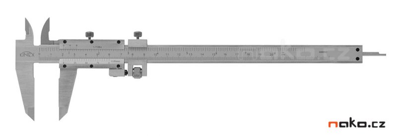 KINEX měřítko posuvné 200/0,05+1/128" hloubkoměr, šroubek, jemné stavění,6002-90-1