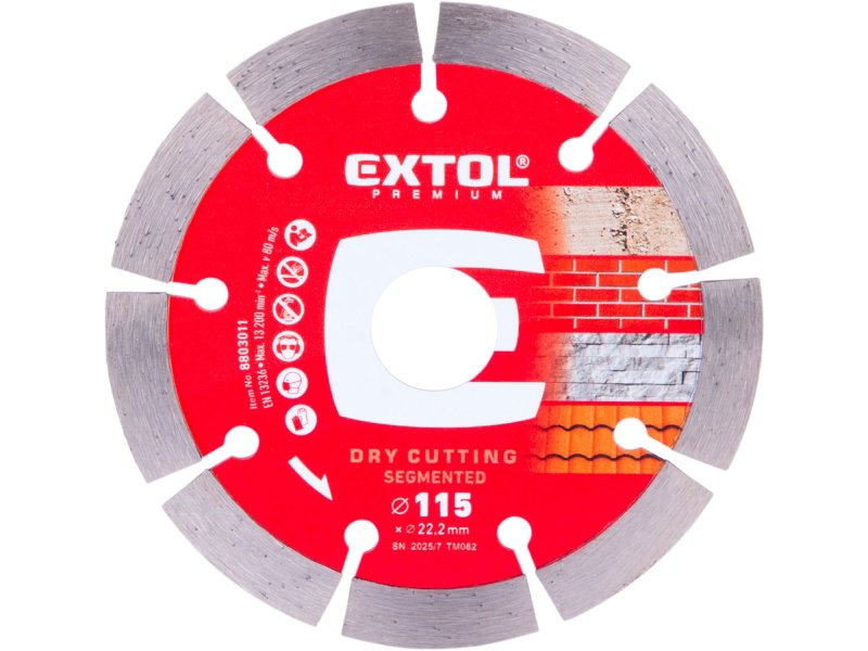 EXTOL PREMIUM 8803011 kotouč 115x22,2x1,8mm diamantový segmentový, suché řezání