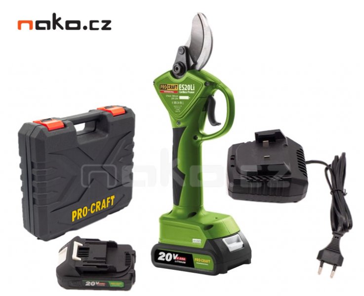 PROCRAFT ES20Li zahradní aku nůžky na větve LiIon 20V 2x 2Ah Obrázek