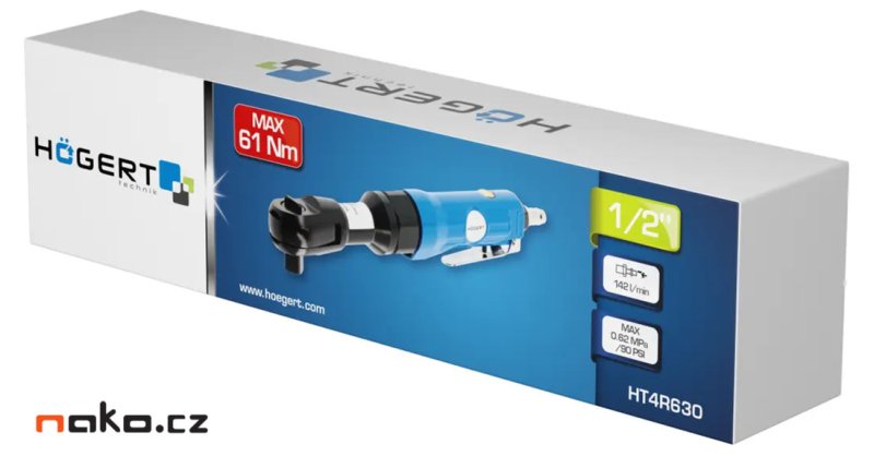 HOGERT HT4R630 1/2" pneumatická ráčna 61Nm Obrázek