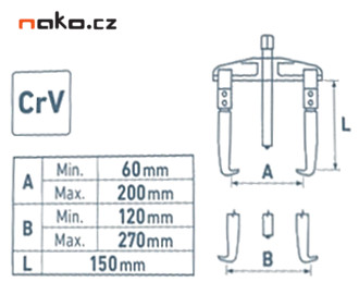 Extol Premium Stahovák tříramenný, kovaný, rozpětí 200, hloubka 150mm, CrV Obrázek