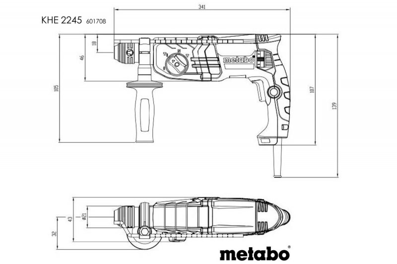 METABO KHE 2245 kombinované kladivo SDS+ 750W 601708500