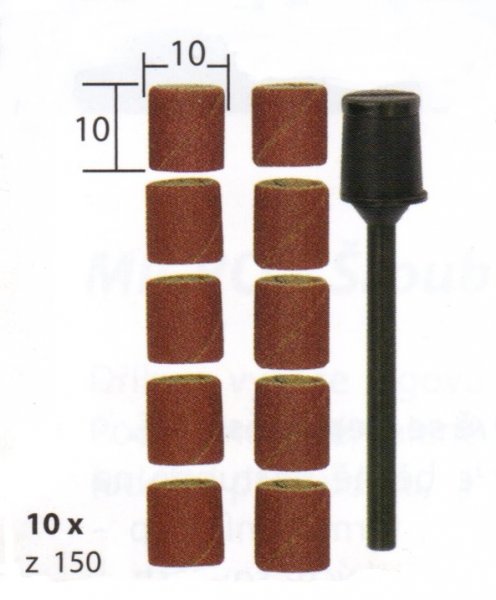 PROXXON 28980 sada brusných dutinek 10ks + trn K150 10x10mm Obrázek