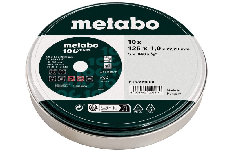 METABO 616399000 sada řezných kotoučů na NEREZ 125x1mm (10ks) Obrázek