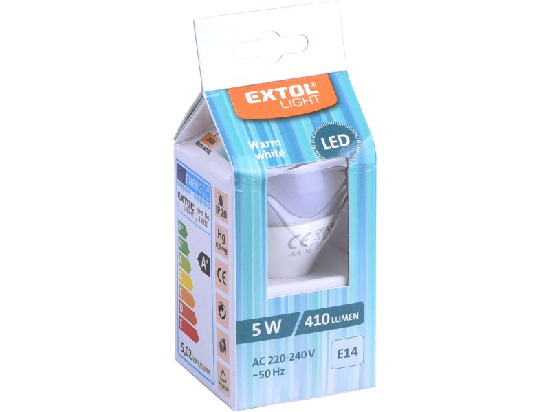 EXTOL LIGHT 43010 žárovka LED mini E14 5W 410lm teplá bílá Obrázek