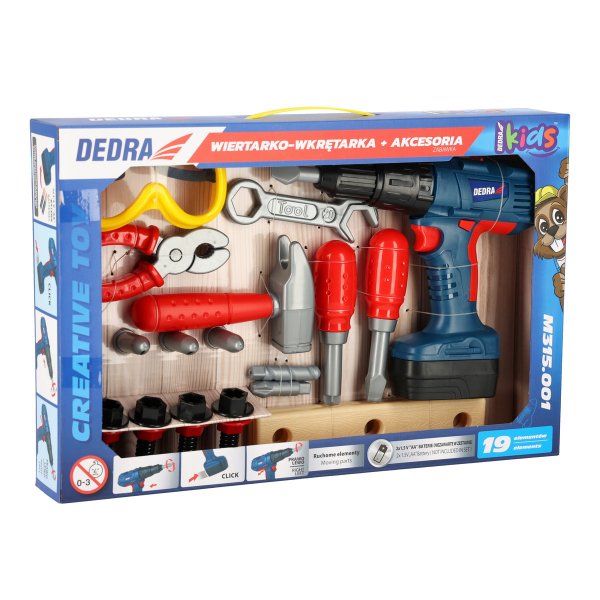DEDRA dětský aku vrtací šroubovák s nářadím M315.001 Obrázek