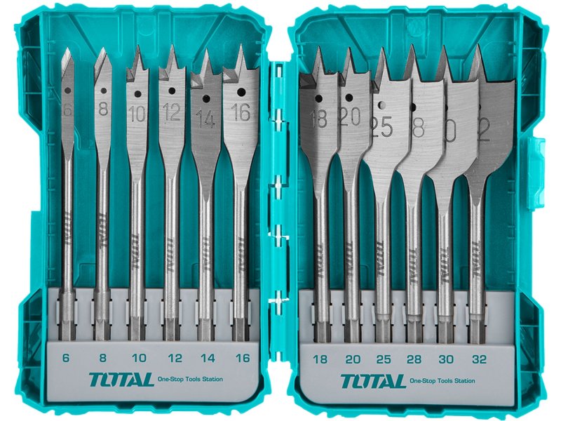 TOTAL TACSDL1201 sada plochých vrtáků do dřeva 6-32mm, 12ks